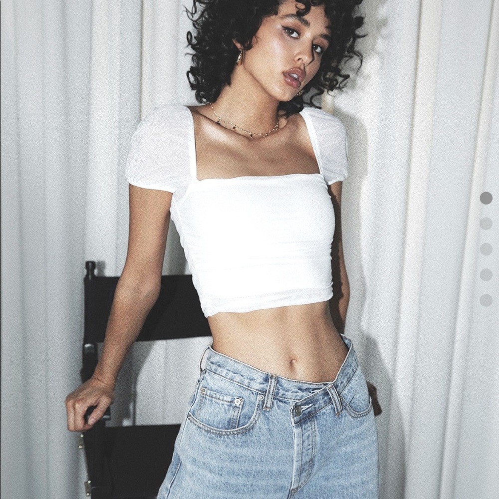 princess polly city lights crop top white